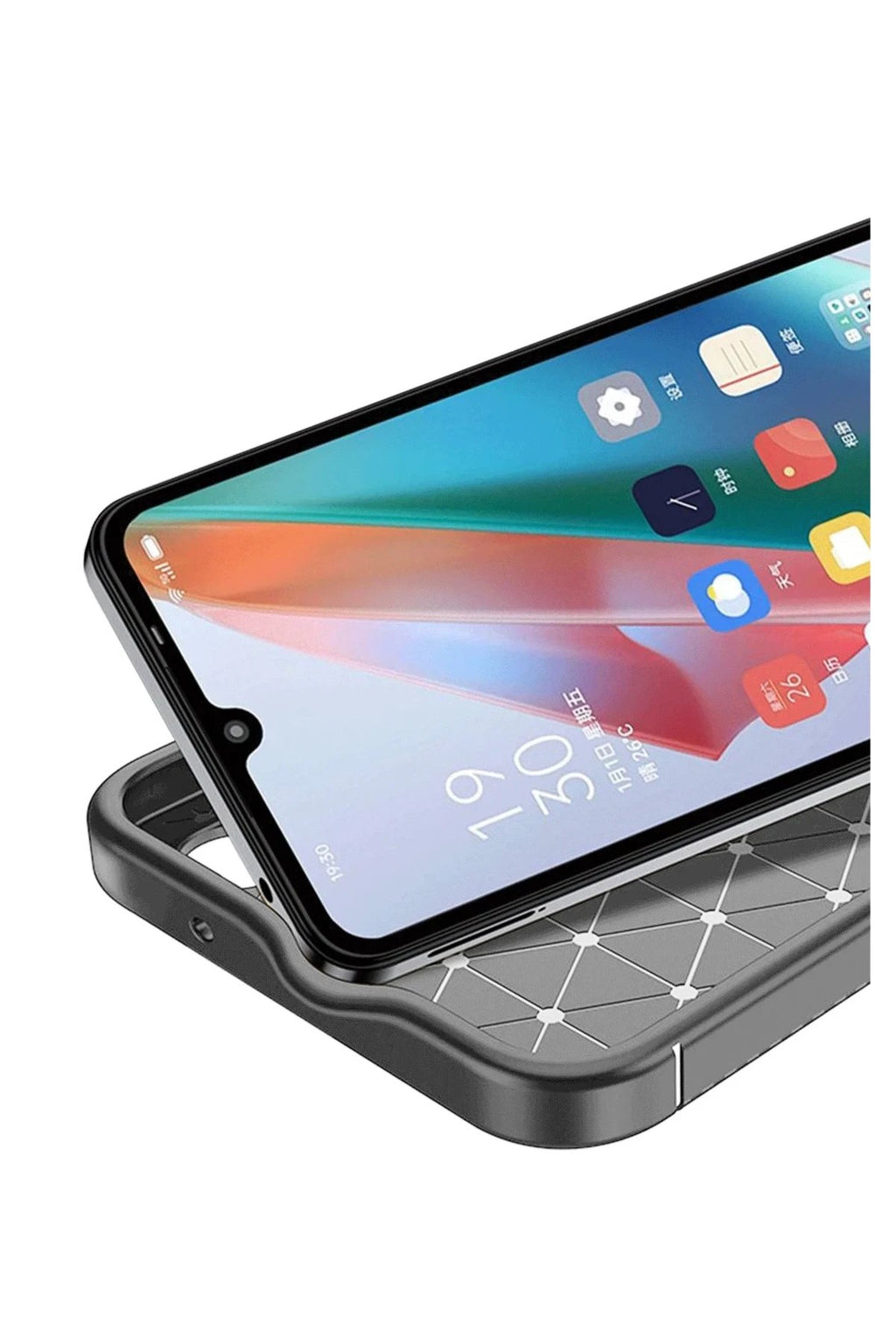 Samsung Galaxy A06 Kılıf Auto Focus Karbon Kapak - Gri-(5796)