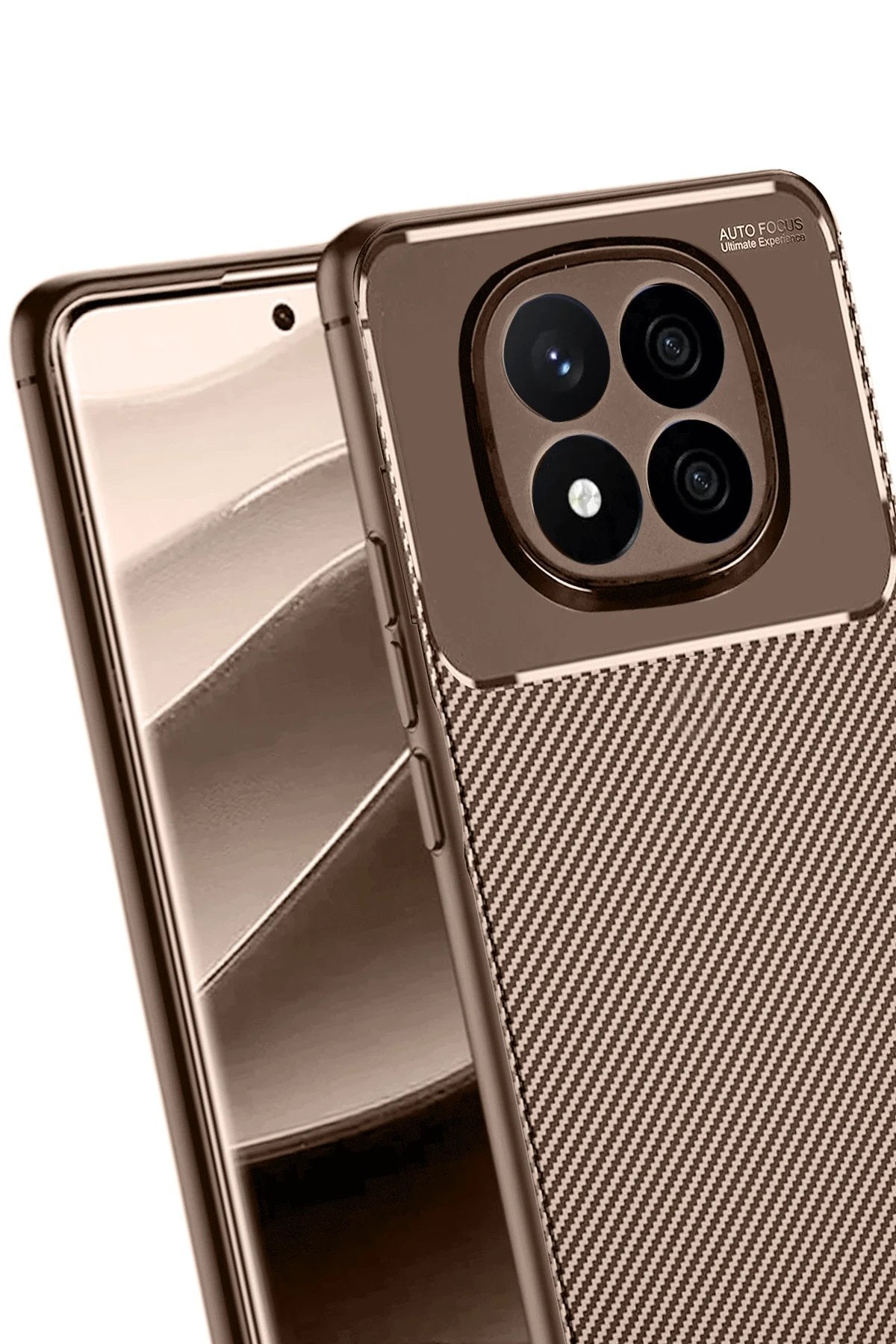 Xiaomi Redmi Note 14 Pro 5G Kılıf Auto Focus Karbon Kapak - Kahverengi-(5796)