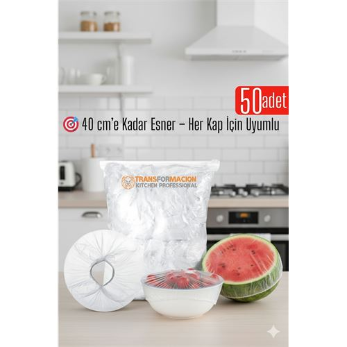 50'li Tabak Bonesi - 40 cm Esnek Streç Kapak Seti Gıda Bonesi Koruma İçin